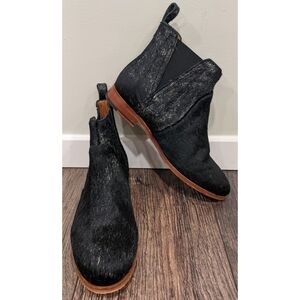 Intropia Leather and Calf Hair Black Short Boots Size EU 40